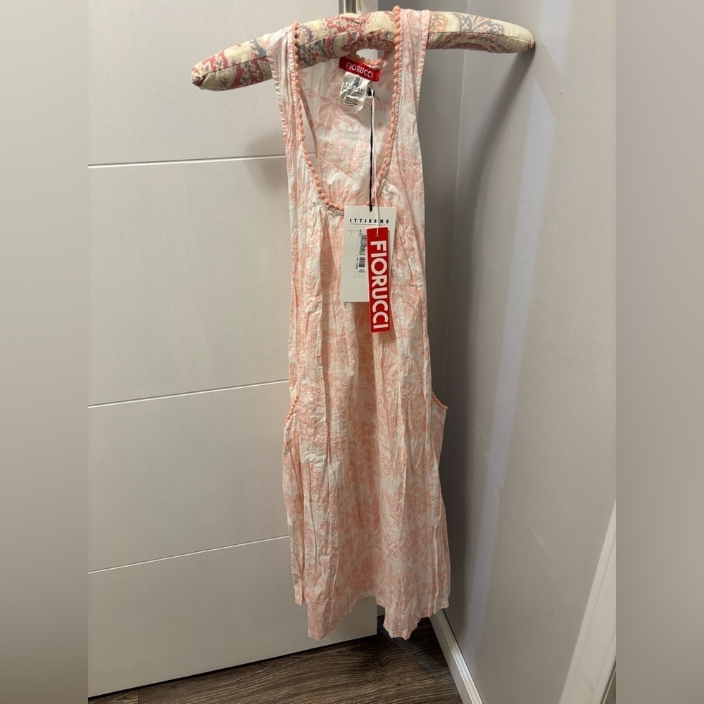 Fiorucci Women’s Pineapple Pink And White Printed Cover Up Dress Size 40 NWT